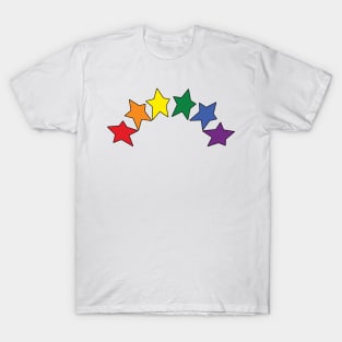 Star Rainbow Pride Graphic Black Line T-Shirt